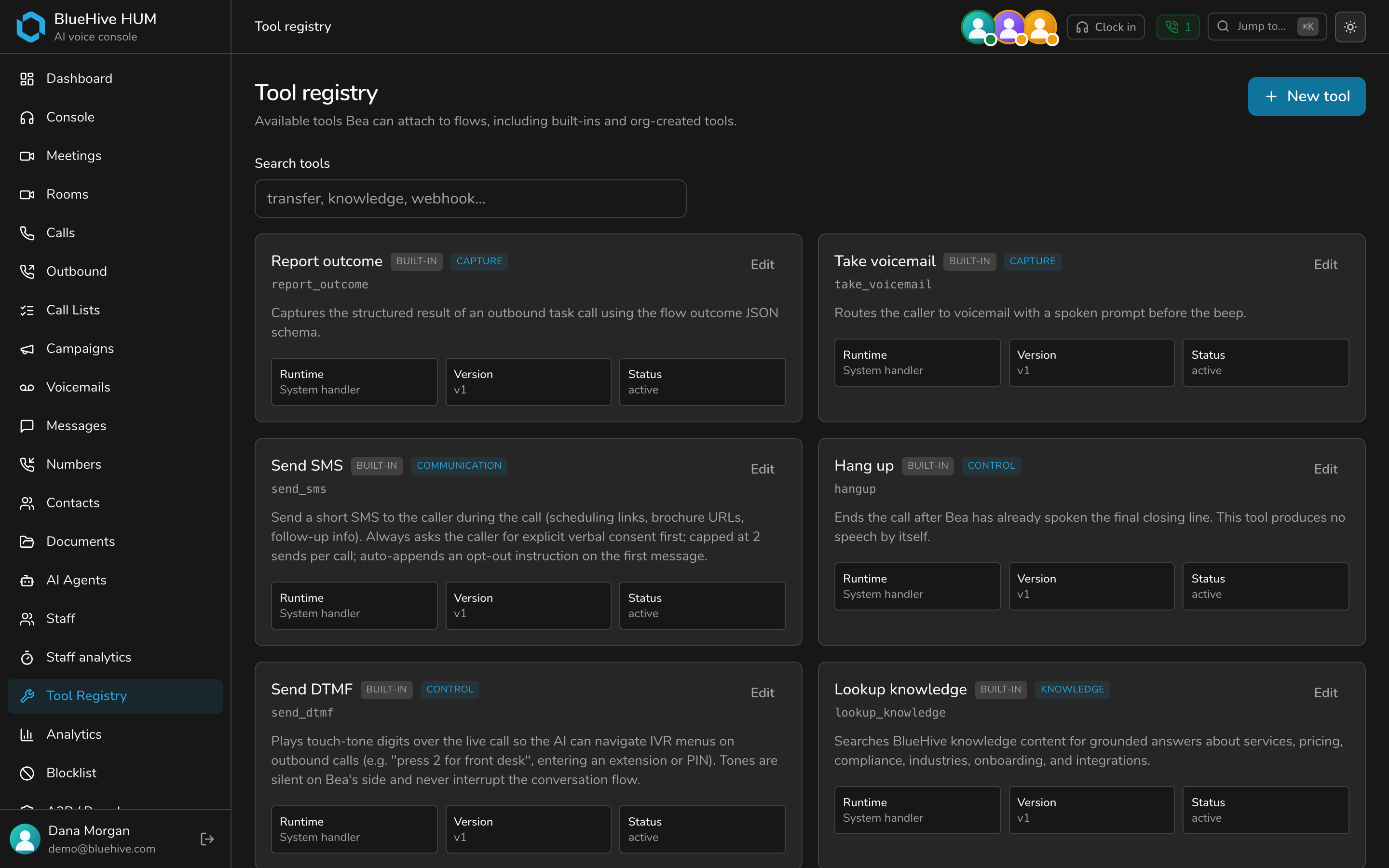 An AI tool marketplace — dark