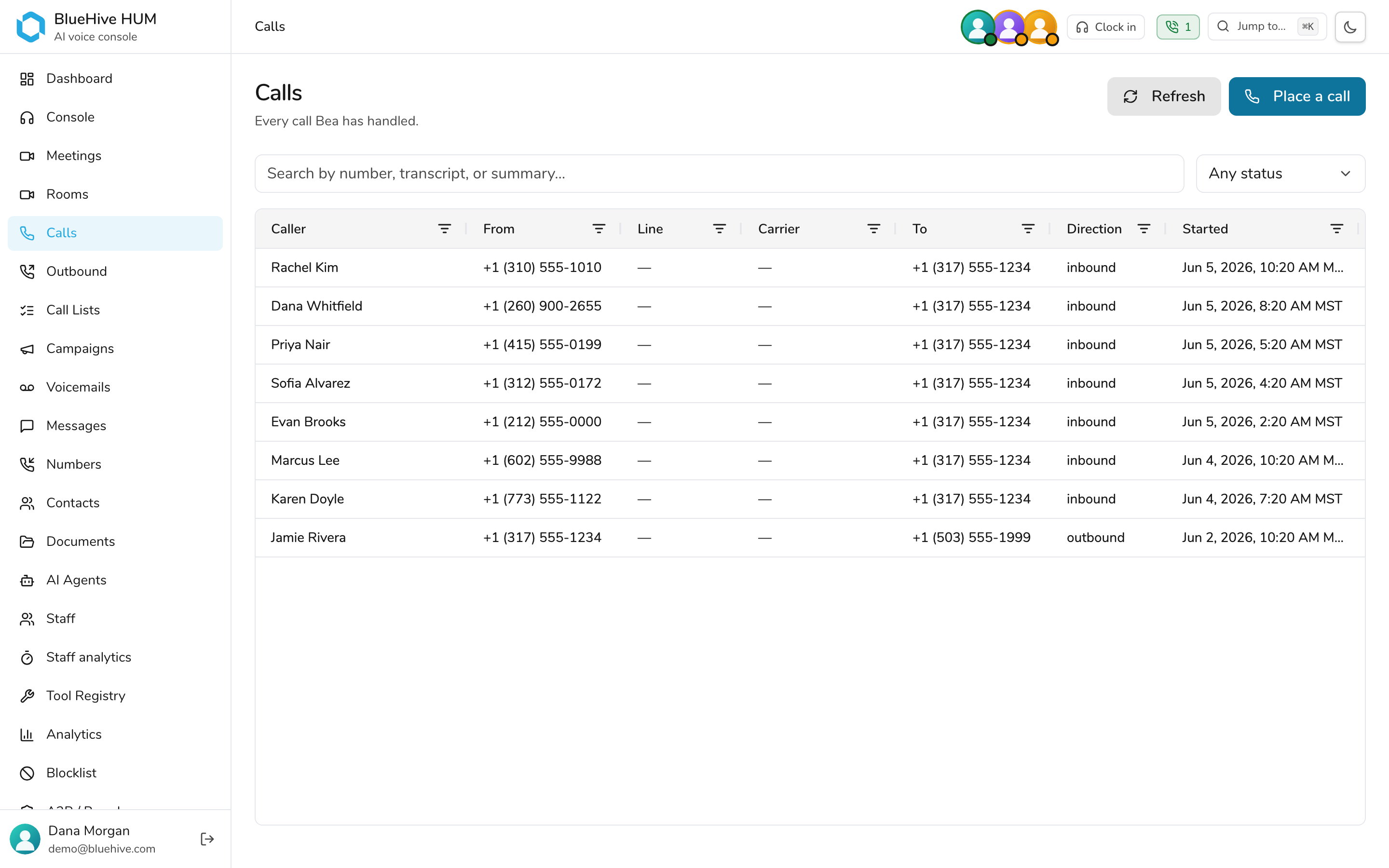 Every call, searchable — light